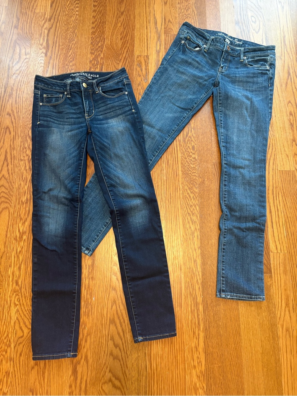 American Eagle Jeans Bundle Size 4 Skinny Dark Wash Stretch Denim 2 Pair Lot